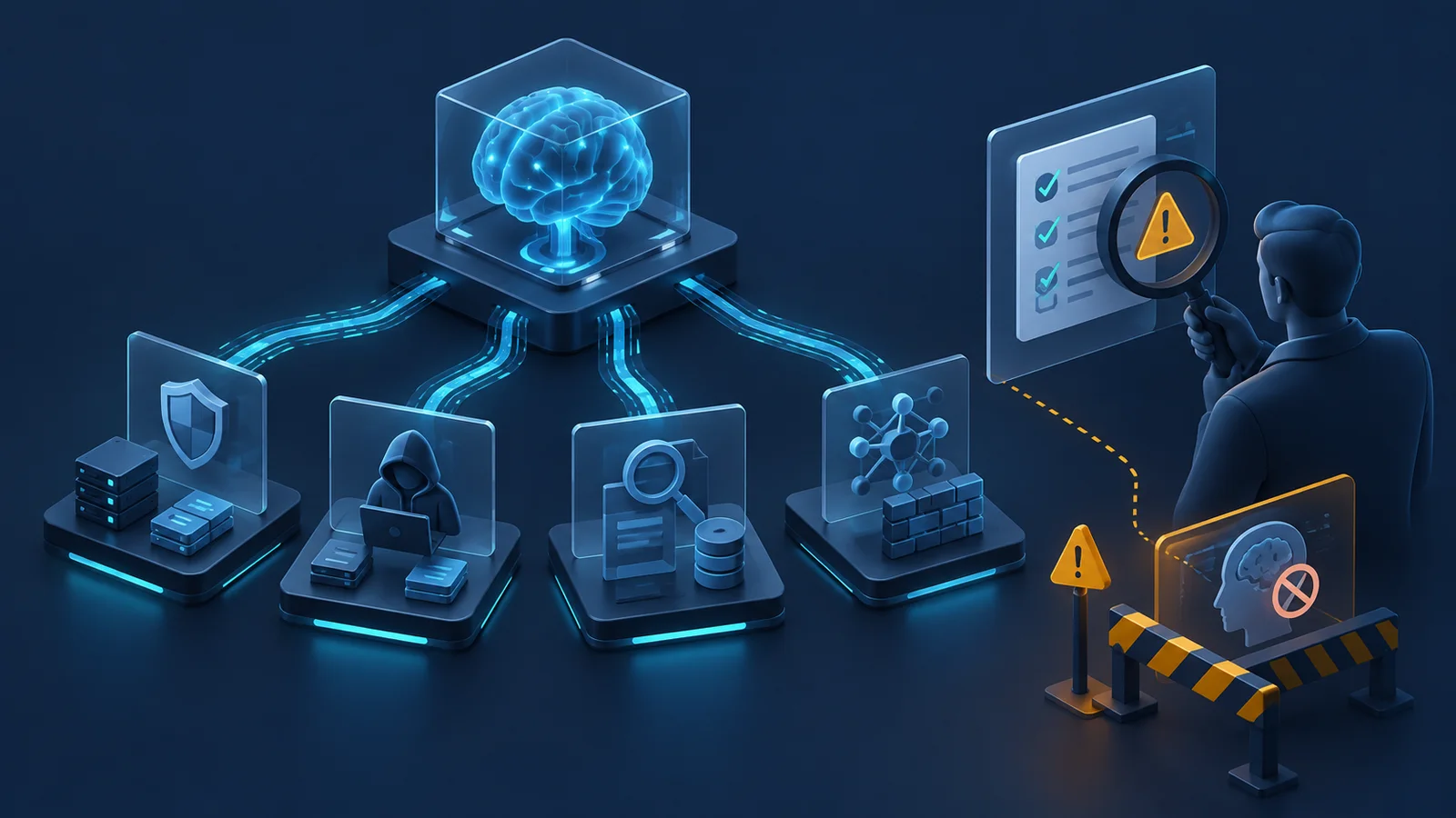 Minh họa: Đánh giá năng lực AI trong môi trường cyber có kiểm soát. Ảnh AI, không phải kết quả đo.